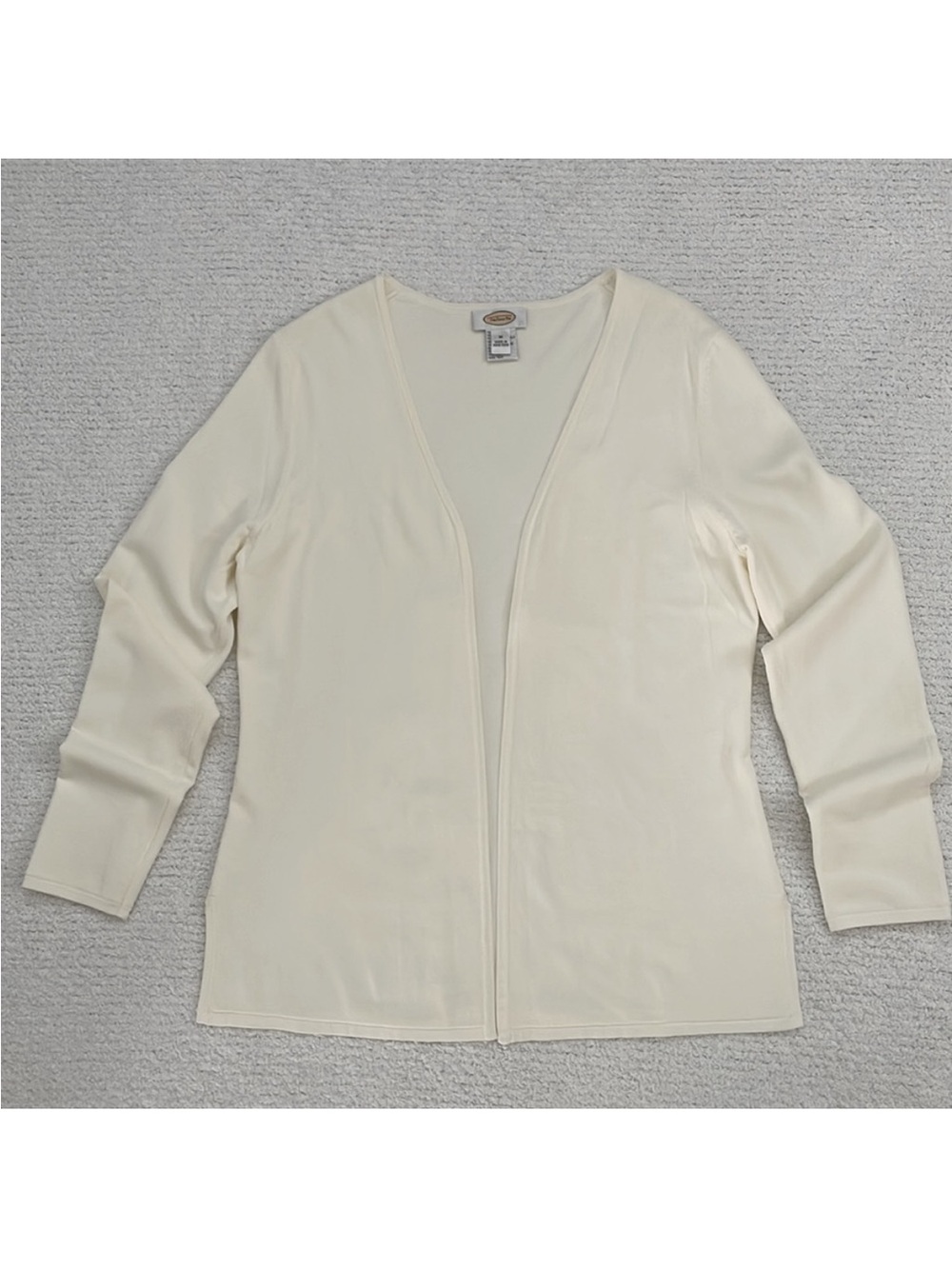 TALBOTS OPEN FRONT DOUBLE LAYERED KNITTED FABRIC CARDIGAN